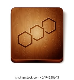 Brown Honeycomb icon isolated on white background. Honey cells symbol. Sweet natural food. Wooden square button. Vector Illustration