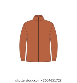 Brown hooded windbreaker jacket vector illustration on white background.