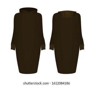 Brown hoodie dress. vector illustration