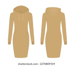 Brown hoodie dress. vector illustration