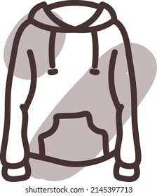 Brown hoodie , illustration, vector on a white background.