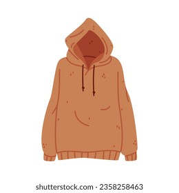 Brown Hoody with Long Sleeves as Warm Autumn Clothes Vector Illustration