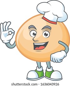 Brown hoppang cartoon character wearing costume of chef and white hat