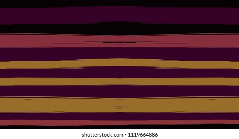 Brown Horizontal Watercolor Stripes Seamless Vector Autumn Pattern. Old Style Hand Painted Graffiti Lines. Retro Vintage Modern Seamless Sailor Stripes. Hipster Grunge Clothing Paintbrush Background