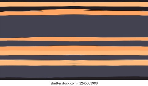 Brown Horizontal Watercolor Stripes Seamless Vector Autumn Pattern. Geometric Hand Painted Graffiti Lines. Retro Vintage Simple Seamless Sailor Stripes. Hipster Grunge Fabrics Paintbrush Background.