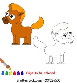 Brown Horse to be colored, the coloring book for preschool kids with easy educational gaming level.