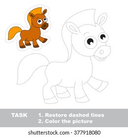 Brown horse to be traced. Vector trace game.