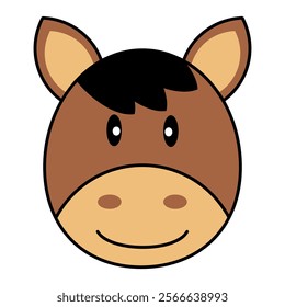 Brown Horse Cartoon Farm Animal Illustration