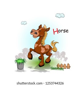 brown horse cartoon vector