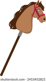 Brown horse with dark curly mane for hobbyhorse