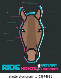 Brown horse with glitch effect vector design - vector