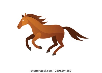 Brown Horse Jumping Isolated on White Background