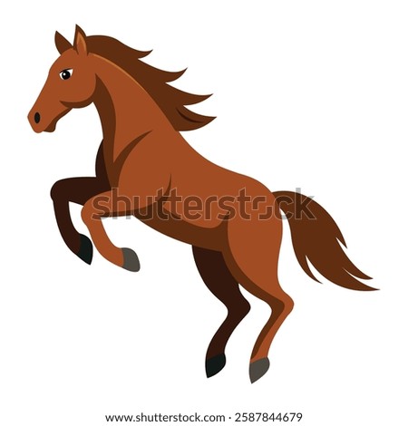 Brown Horse Jumping Isolated on White Background