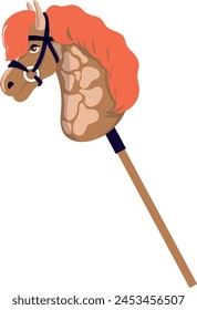 Brown horse with light spots and red mane for hobbyhorse