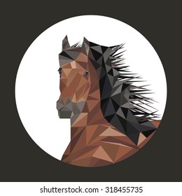 Brown horse in low poly