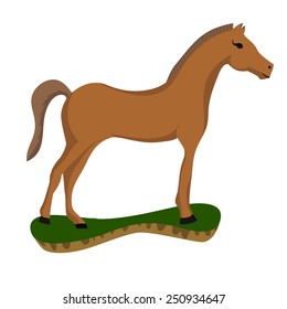 brown horse on a small island .