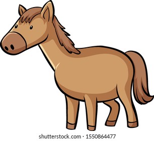 Caballo pardo en ilustración de fondo blanco