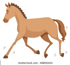 Brown horse running alone illustration