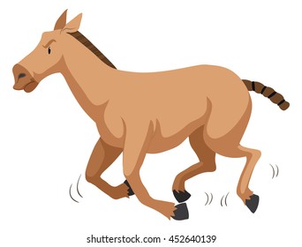 Brown horse running fast illustration
