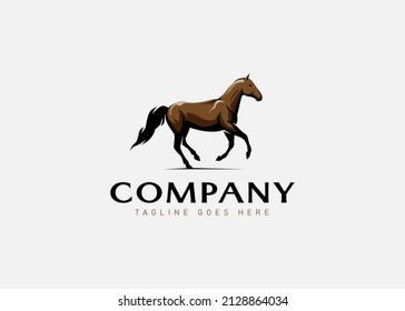 Brown Horse Running Logo Design Template