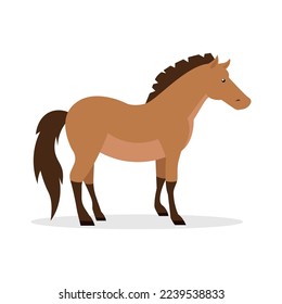 Brown horse - side view, illustration