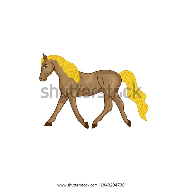 Brown Horse Yellow Mane Vector Illustration Stock Vector (Royalty Free
