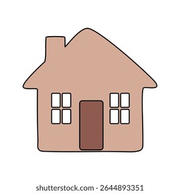 Braune Illustration. Gebäude Struktur Bild. Startseite Eigenschaftsvektor. Symbol für Wohnsitz.