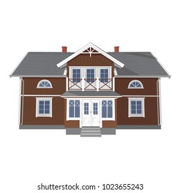 Brown house isolated on white background