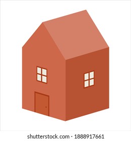 Brown house on a white background. Real estate concept. Isolated 3d vector illustration. 