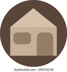 Casa marrom com uma janela, ilustração, sobre um fundo branco.