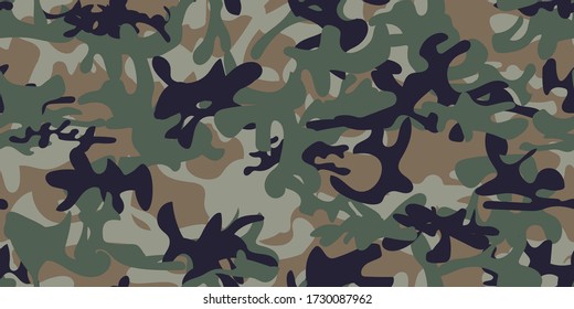 Brown Hunter Pattern. Repeat Woodland Camoflage. Camo Dirty Grunge. Digital Green Camouflage Seamless Print. Khaki Camo Paint. Seamless Army Brush. Modern Gray Pattern. Military Vector Camouflage.