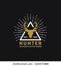 Brown hunter retro logo design 