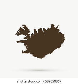 Brown Iceland Map Illustration