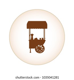 Brown icon of fast food cart. Isolated object. Vector

