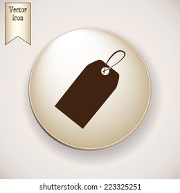 Brown icon on the round button with shadow. Vector icon Sale tags.