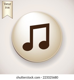 Brown icon on the round button with shadow. Vector icon