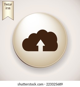 Brown icon on the round button with shadow. Vector icon download