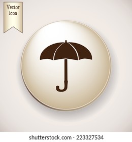 Brown icon on the round button with shadow. Vector icon