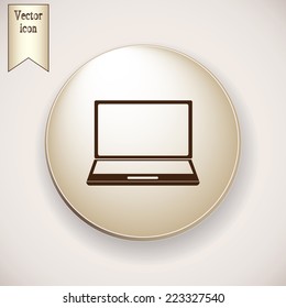 Brown icon on the round button with shadow. Vector icon