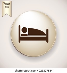 Brown icon on the round button with shadow. Vector icon