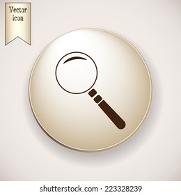 Brown icon on the round button with shadow. Vector icon