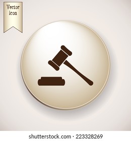 Brown icon on the round button with shadow. Vector icon