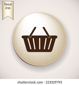 Brown icon on the round button with shadow. Vector icon