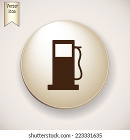 Brown icon on the round button with shadow. Vector icon