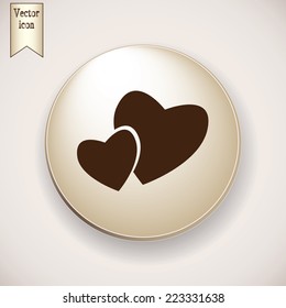 Brown icon on the round button with shadow. Vector icon
