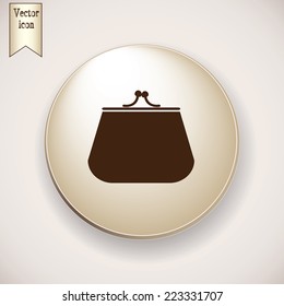 Brown icon on the round button with shadow. Vector icon