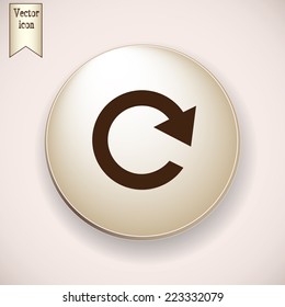 Brown icon on the round button with shadow. Vector icon