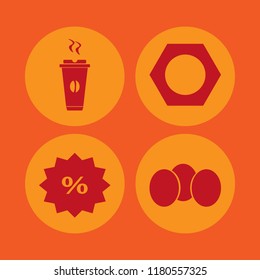 brown icon. brown vector icons set hot coffee, discount tag, eggs and nut