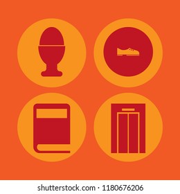brown icon. brown vector icons set men shoes, book, elevator and egg cup