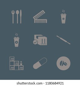 brown icon. brown vector icons set combs, bookcase flower pot, parcel box and capsule